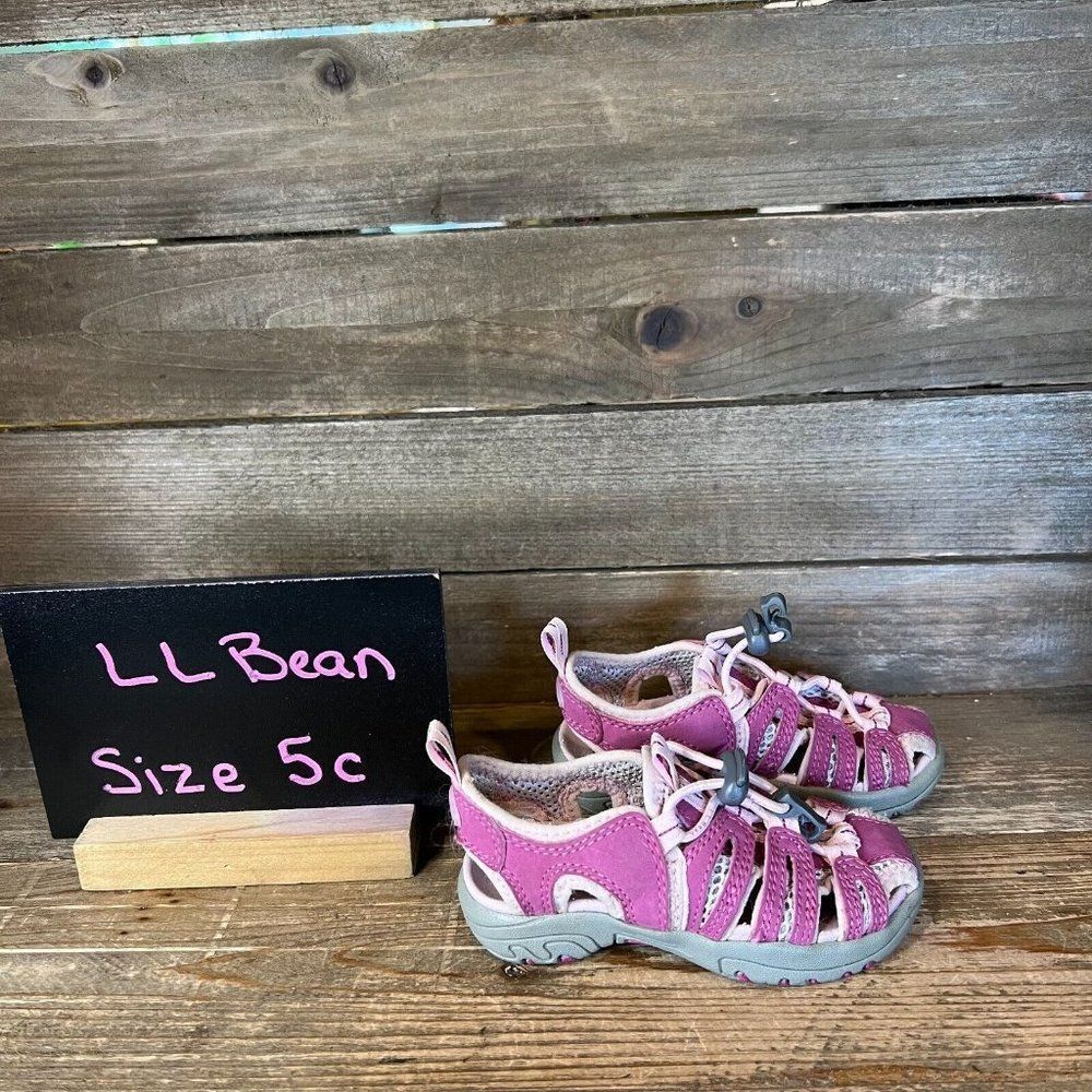 Childrens Little Kids LL Bean Purple Pink Hiking Sandals Shoes Size 5 C GUC